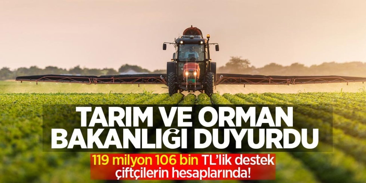 Tarım ve Orman Bakanlığı'ndan Çiftçilere 119 Milyon TL Destek Ödemesi!