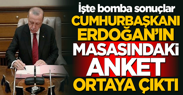 Cumhurbaşkanı Erdoğan'ın masasındaki anket ortaya çıktı! İşte sonuçlar